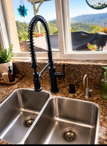 Finished kitchen sink and faucet installation