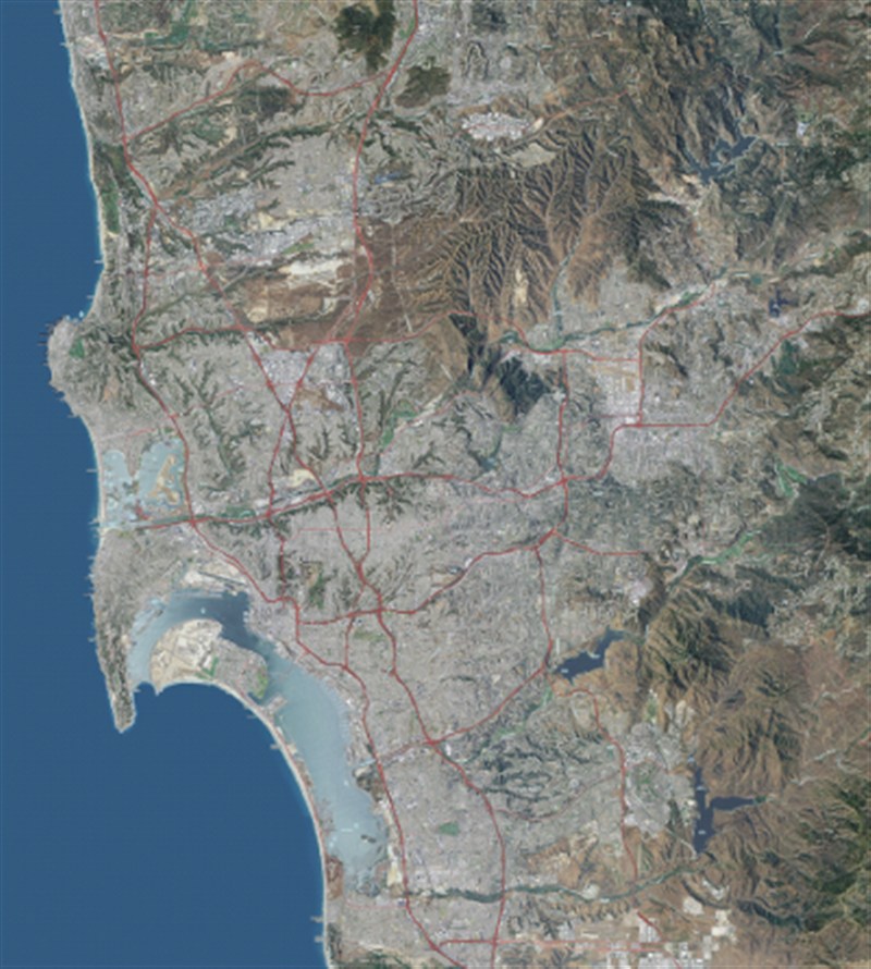 Satellite map of San Diego County