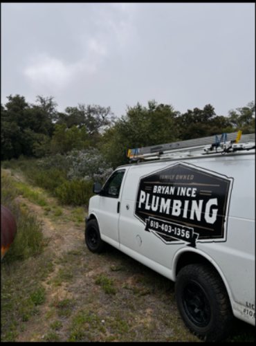 Bryan Ince Plumbing van parked in the East County backcountry